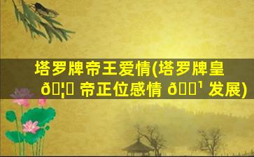 塔罗牌帝王爱情(塔罗牌皇 🦅 帝正位感情 🌹 发展)